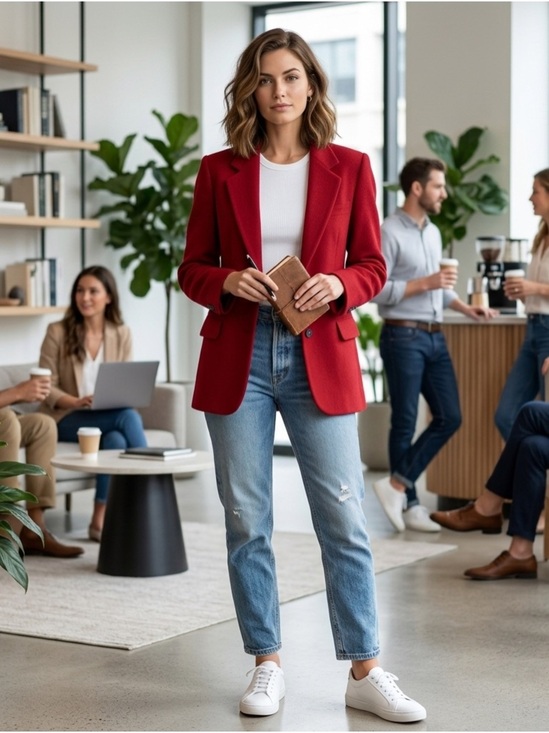 Lord & Taylor Jackets & Blazers - Lord & Taylor Red Wool Cashmere Blend Blazer Size 6 Single Button Structured